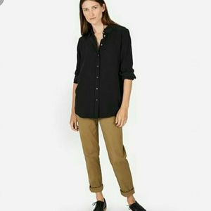 Everlane relaxed silk shirt black size 12